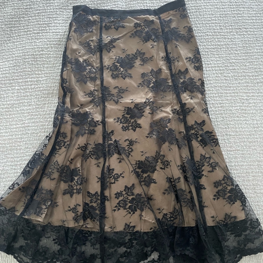 Elegant Black Lace Overlay Skirt